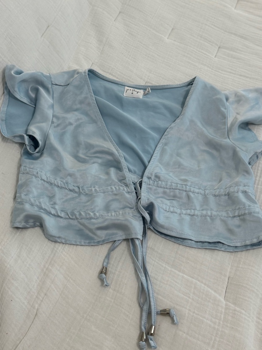 Princess Polly Light Blue Satin Crop Top